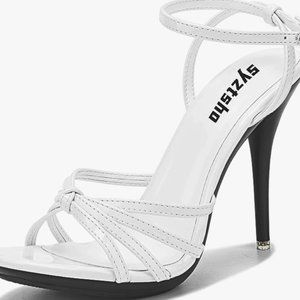syztsho Women's Strappy Heels Sandals Stilettos Ankle Strap Open Toe Fashion